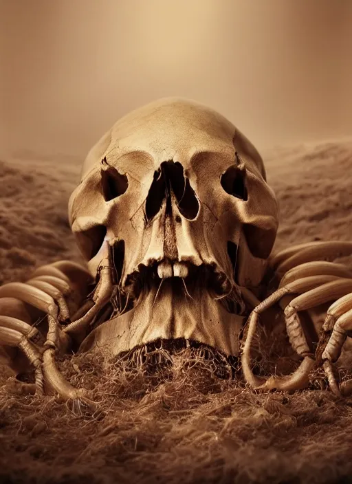 Image similar to hyper realistic photography of intricate renaissance bone skull insect lobster cinematic, symmetric detailed, artstation, cgsociety