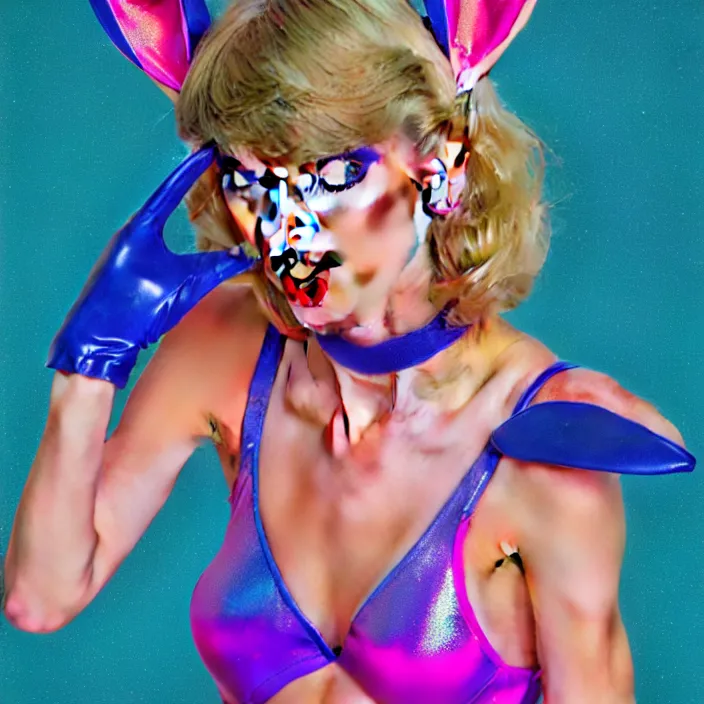 Image similar to portrait of Taylor Swift as Lola Bunny in Space Jam 1996. bunny ears. intricate abstract. intricate artwork. by Tooth Wu, wlop, beeple, dan mumford. octane render, trending on artstation, greg rutkowski very coherent symmetrical artwork. cinematic, hyper realism, high detail, octane render, 8k, iridescent accents