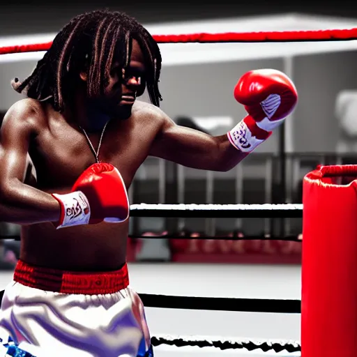 Image similar to chief keef in a boxing ring 4 k quality super realistic
