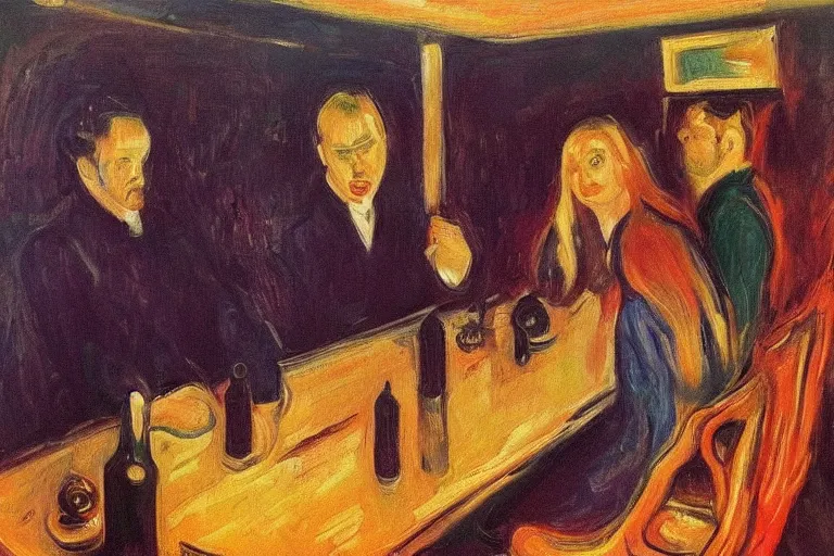 Image similar to its like russian roulette, when your placin, your bet, art by edvard munch. so don't be upset when your broke and your done, art by robert hickox. canvas art, dark ambient, image elegant. acrylic art, trending on artstation