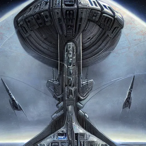 Prompt: a giant spaceship next to Earth in the style of H. R. Giger, realistic painting, high definition, digital art, matte painting, very detailed, realistic