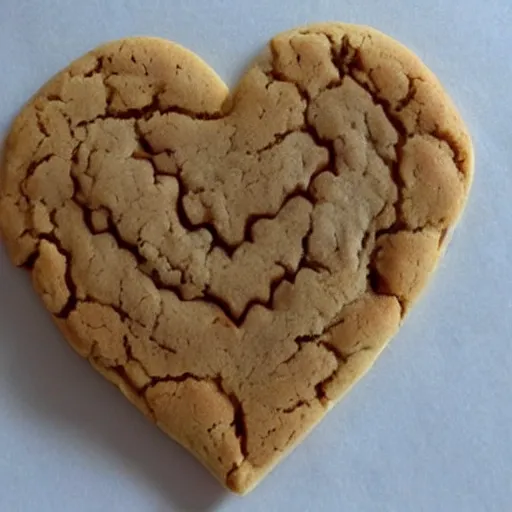 Image similar to a cookie in the shape of a heart, realistic, very detailed,