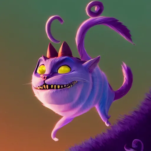 Image similar to cheshire cat by cory loftis and goro fujita, exquisite lighting, art, very coherent, plain background, trending on artstation