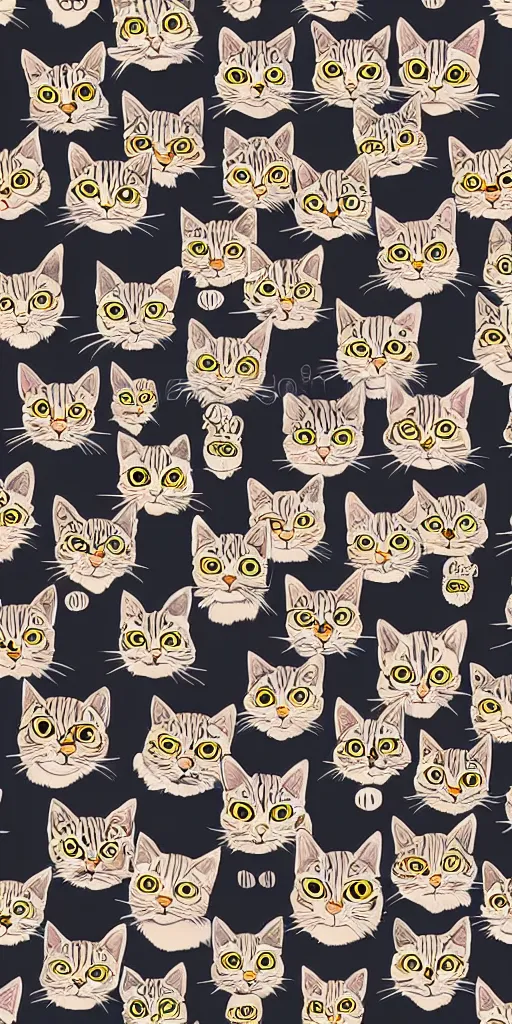 Prompt: seamless pattern of cute cats symmetrical, repeating 3 5 mm photography