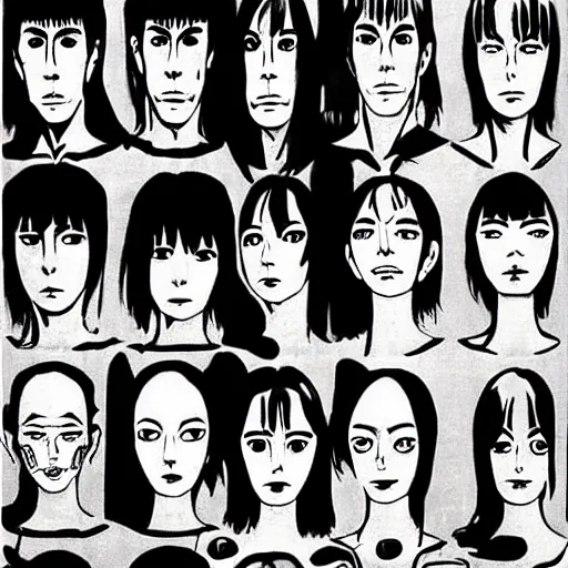 Image similar to human portrait, minimalistic by junji ito