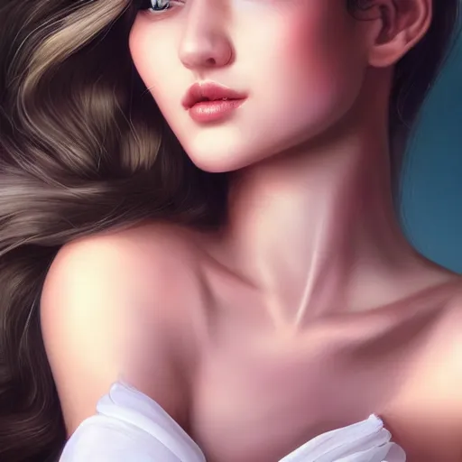 Image similar to a bored gorgeous female, photo, professionally retouched, soft lighting, wearing sundress, illuminated by moonlight, realistic, smooth face, goddess, luscious lips, perfect eyes, wide angle, sharp focus on eyes, 8 k high definition, insanely detailed, intricate, elegant, art by artgerm and wlop