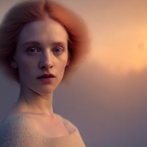 Image similar to photographic portrait of a stunningly beautiful english renaissance female in soft dreamy light at sunset, frozen forest, soft focus, contemporary fashion shoot, in a denis villeneuve and tim burton movie, by edward robert hughes, annie leibovitz and steve mccurry, david lazar, jimmy nelsson, extremely detailed, breathtaking, hyperrealistic, perfect face, octane render