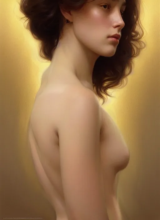 Image similar to symmetry!! portrait of young woman cursed with ever - increasing intelligence beauty and virtue, slice - of - life, realism, golden ratio facial proportions!! intricate, elegant, highly detailed, digital painting, artstation, concept art, smooth, sharp focus, illustration, art by artgerm and greg rutkowski and alphonse mucha