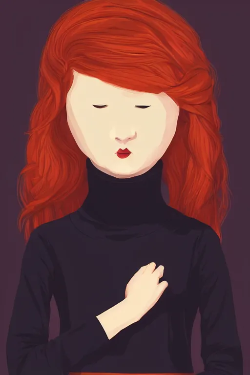 Image similar to girl with medium length red hair. black jumper. no face. centered median photoshop filter cutout vector behance hd jesper ejsing!