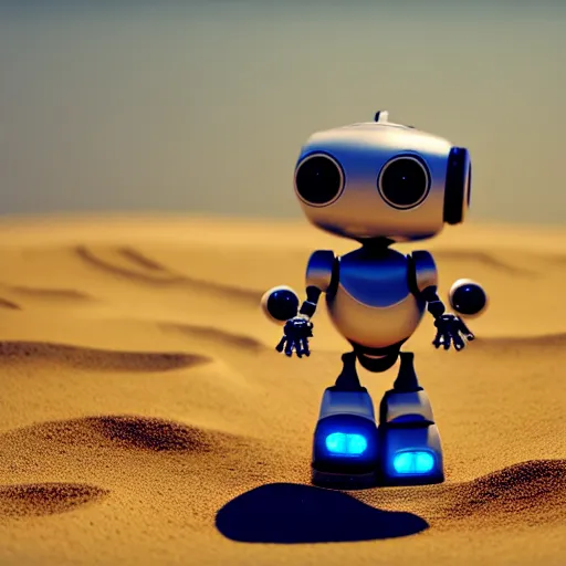 Image similar to a cute little robot consists of sand. super realistic 8 k render of a elegant, cinematic composition