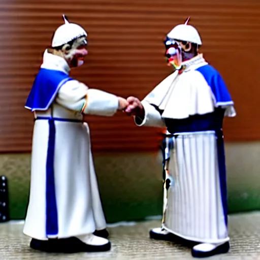 Image similar to the pope and a member of the crips street gang happily shaking hands with each other in a chicago neighborhood, 8 k, very detailed, very intricate,