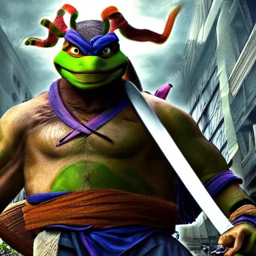 Image similar to yojimbo from teenage mutant ninja turtles 4 k hyperdetailed photorealism hdr