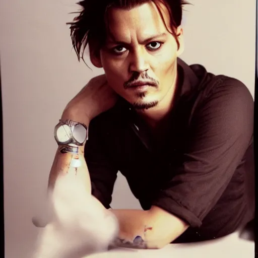 Image similar to photo of johnny depp with a ginger hair 2 1 year old girl studio portrait