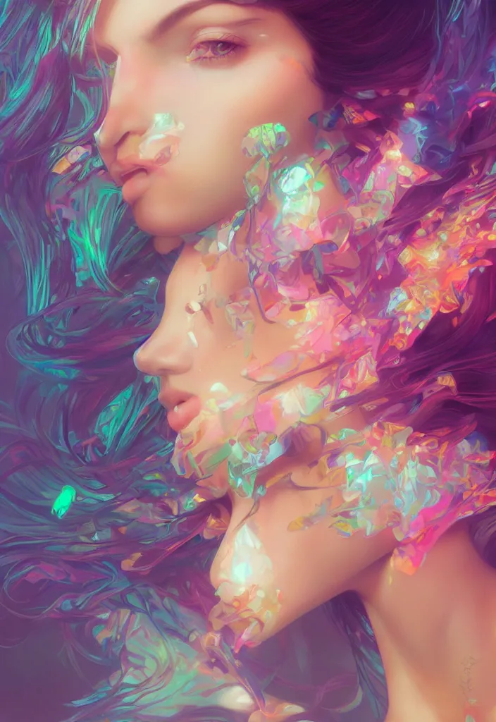 Image similar to beautiful, young woman, detailed gorgeous face, vaporwave aesthetic, synthwave, colorful, psychedelic, artstation, concept art, smooth, extremely sharp detail, finely tuned detail, ultra high definition, 8 k, unreal engine 5, ultra sharp focus, illustration, art by artgerm, greg rutkowski and alphonse mucha