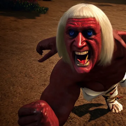 Image similar to jimmy savile as mortal kombat goro, unreal engine, realistic,