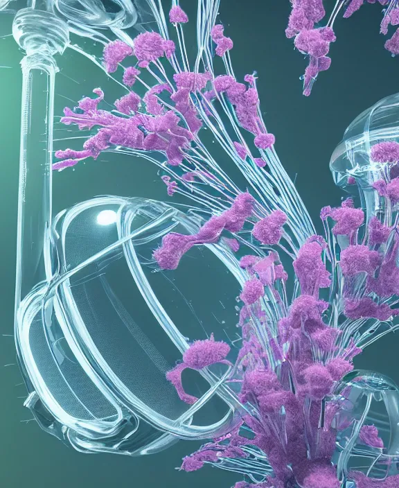 Image similar to intricate transparent clear see - through image of medical equipment, lush botany, floral environment, ultra realistic, concept art, pop art, photorealistic, octane render, 8 k, unreal engine. art by nori inoguchi and sam kaplan and zachary goulko and christopher marley