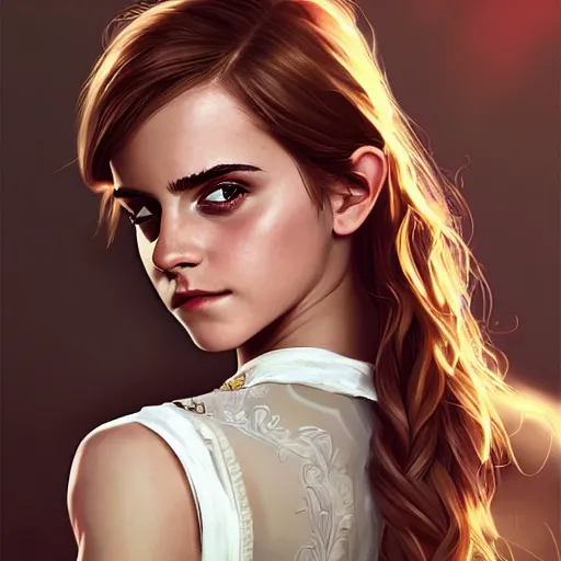 Prompt: emma watson as a teen girl, gorgeous, amazing, elegant, intricate, highly detailed, digital painting, artstation, concept art, sharp focus, illustration, art by Ross tran