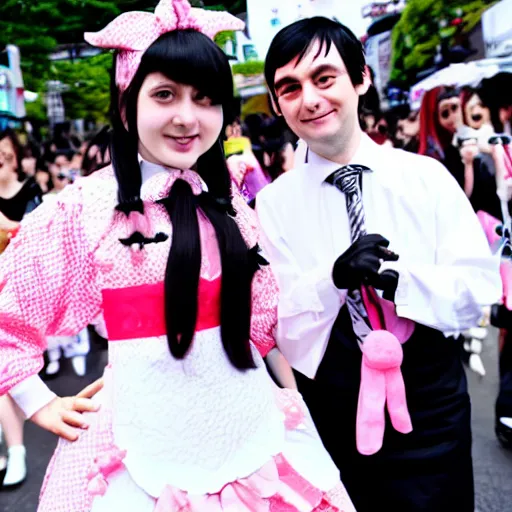 Image similar to martin shkreli in kawaii maid dress at harajuku tokyo street fashion event, a professional high quality photo from vogue magazine