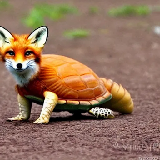 Image similar to a turtle that looks like a fox, a fox turtle hybrid