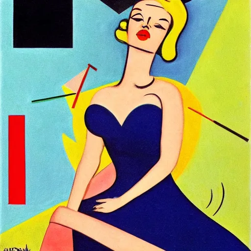 Prompt: 1950 pinup girl, art by Wassily Kandinsky