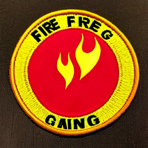 Prompt: a photo of a retro minimalist clean fire flame warning caution patch