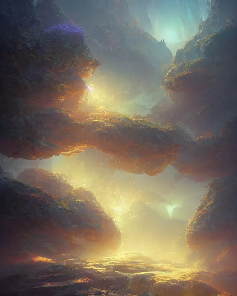 Image similar to Cognitive Transcendence, intricate, elegant, fantasy, highly detailed, digital painting, concept art, sharp focus, illustration, beautiful volumetric lighting, epic light, artstation, magic hour lighting, colorful, art by Sylvain Sarrailh and Tyler Edlin