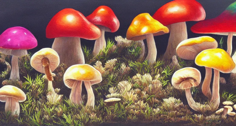 Image similar to a beautiful painting of mushrooms by Tokio Aoyama, Mario Martinez, David Normal