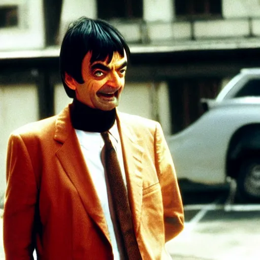 Image similar to film still of Mr Bean in Kill Bill