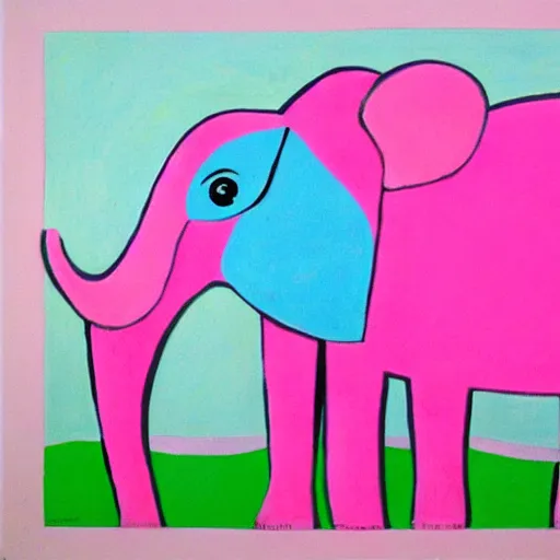 Prompt: pink elephant is style of pablo picasso