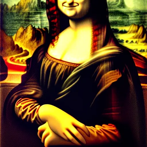 Prompt: Mona Lisa having a glass of wine