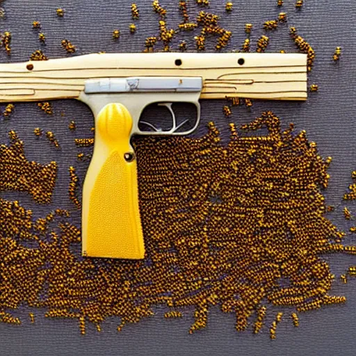 Image similar to gun made of bees