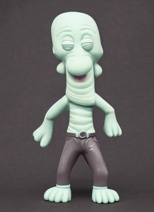 Prompt: funko pop figure of handsome squidward, chiseled jaw, sharp features, product photo