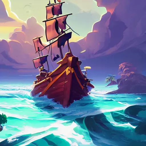 Image similar to painting treasure on sea of thieves game smooth median photoshop filter cutout vector, behance hd by jesper ejsing, by rhads, makoto shinkai and lois van baarle, ilya kuvshinov, rossdraws global illumination