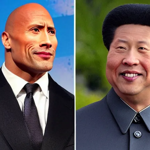 Image similar to Dwayne 'The Rock' Johnson with Mao Zedong's hairstyle
