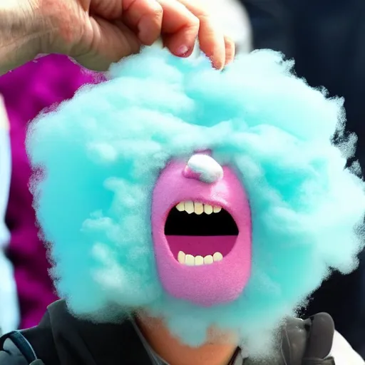 Image similar to photo of cotton candy that looks like boris johnson