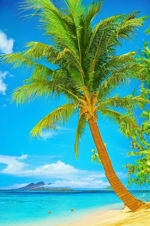 Image similar to beckoning palms lean over crystal clear water turquoise beautiful day hawaiian beach summer style by scott westmoreland