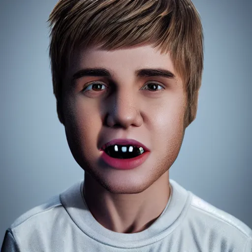 Image similar to hyperrealistic dslr film still of justin beiber with buck - tooth beaver teeth, stunning 8 k octane comprehensive 3 d render, inspired by istvan sandorfi & greg rutkowski & unreal engine, perfect symmetry, dim volumetric cinematic lighting, extremely hyper - detailed, incredibly real lifelike attributes & flesh texture, intricate, masterpiece, artstation