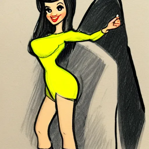 Image similar to milt kahl sketch of victoria justice with kim kardashian body as princess daisy from super mario bros