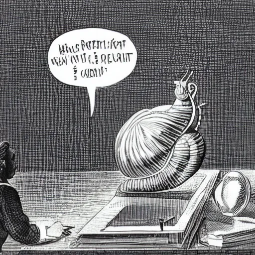 Prompt: a snail giving its inaugural speech after being elected president