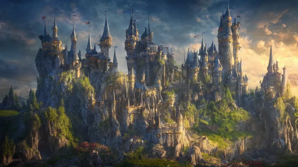 Image similar to fantasy castle, fantasy artwork, very very very beautiful scenery, hd, hdr, ue5, ue6, unreal engine 5, cinematic 4k wallpaper, 8k, ultra detailed, high resolution, artstation, award winning