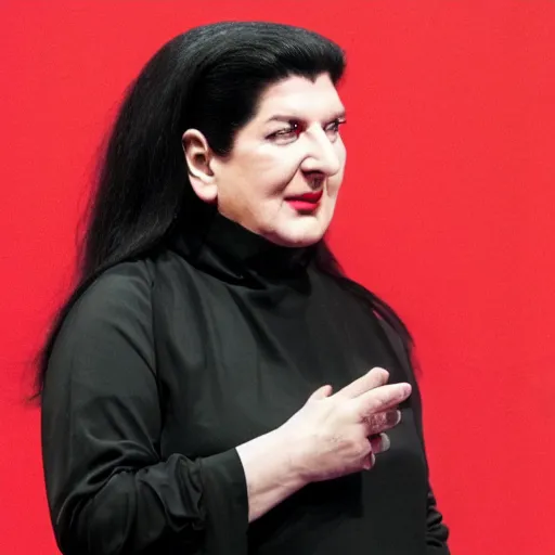 Prompt: Marina Abramovic during her first performance in Geneva, Switzerland, 2022