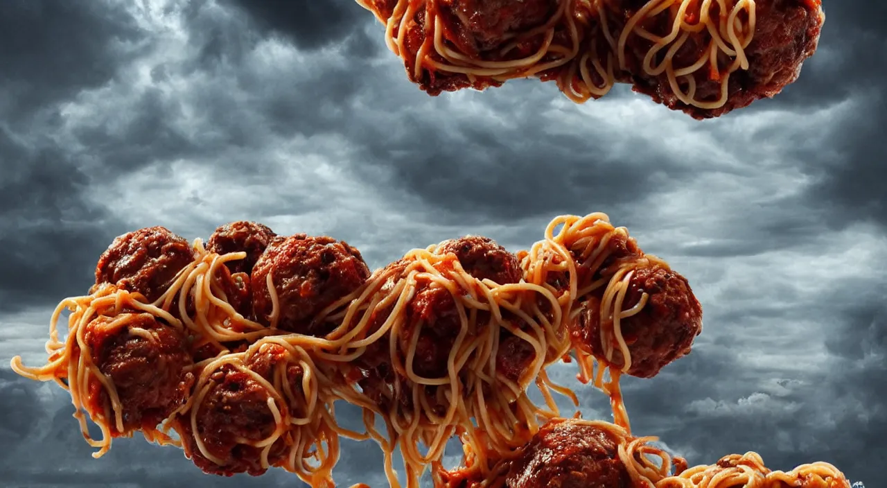 Image similar to 3 0 perfect woman bodies flying inside spaghetti bolognesa with meatballs and hundred rusted perfect woman bodies flying in stormy clouds by, fantasy art, photo realistic, dynamic lighting, artstation, poster, volumetric lighting, very detailed faces, 4 k, award winning, hyper - realism