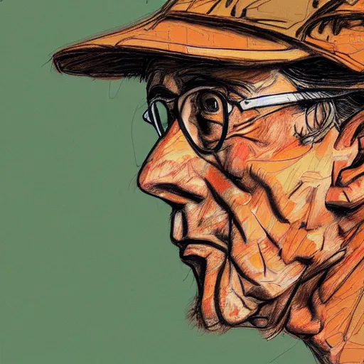 Image similar to a realistic yet scraggly portrait sketch of the side profile of a stern and sophisticated dale gribble, trending on artstation, intricate details, in the style of frank auerbach, in the style of sergio aragones, in the style of martin ansin, in the style of david aja, in the style of mattias adolfsson