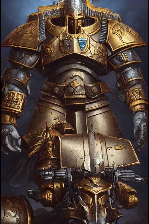 Image similar to armor portrait heros warhammer 4 0 k horus heresy fanart - the primarchs emperor by johannes helgeson animated with vfx concept artist & illustrator global illumination ray tracing hdr fanart arstation zbrush central hardmesh 8 k octane renderer comics stylized