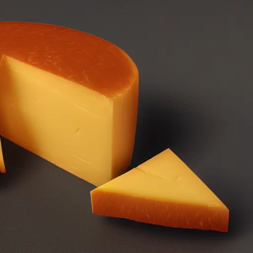 Image similar to A highly detailed digital art of a Gouda Cheese, volumetric lighting, 4k resolution, warm colors,