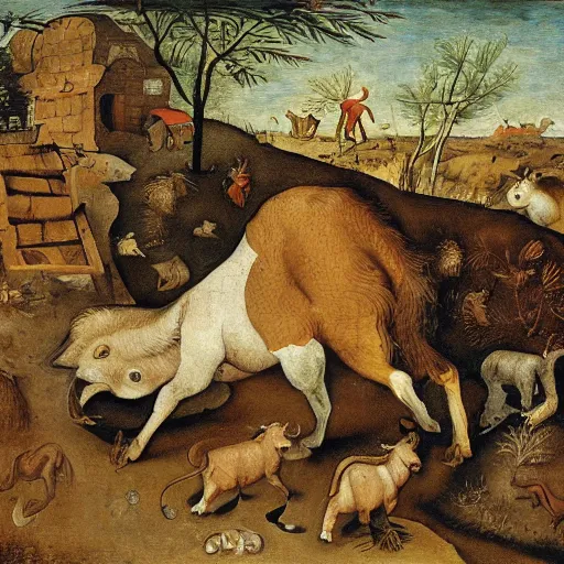 Prompt: of a crypto animal in the style of bruegel