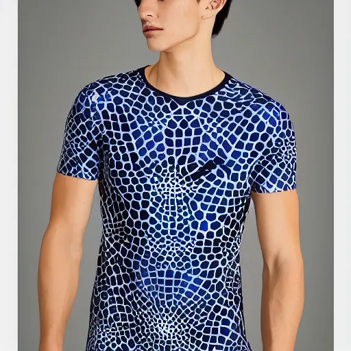 Image similar to a t shirt with a voronoi design