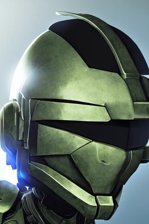 Image similar to robot ninja mask helmet halo master chief radiating a glowing aura global illumination ray tracing hdr fanart arstation by ian pesty and katarzyna da „ bek - chmiel