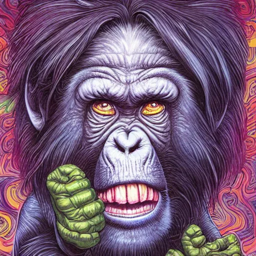 Image similar to psychedelia man disguised as a chimpanzee jean sebastien rossbach jeff easley jen bartel staedtler