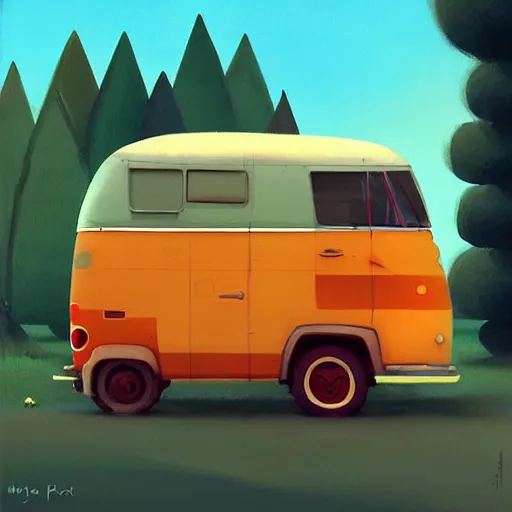 Image similar to goro fujita ilustration a nice hippie van, painting by goro fujita, sharp focus, highly detailed, artstation